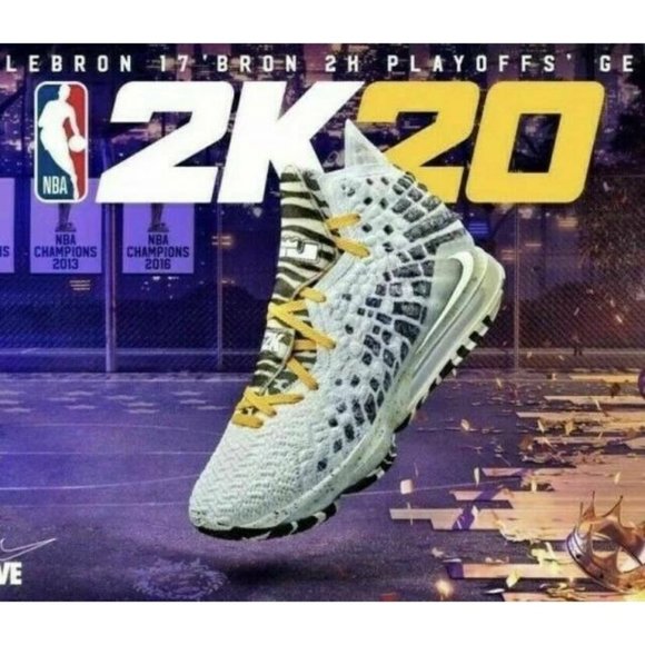 Nike Other - Nike LeBron 17 Bron 2K Playoffs Men's Size 6.5 White Multi basketball BQ3177-101